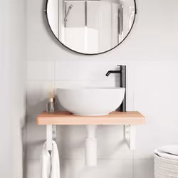 vidaXL Basin Shelf Wall Mounted Bathroom Countertop Steel and Solid Wood Beech - Additional view 2