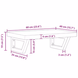 vidaXL Basin Shelf Wall Mounted Bathroom Countertop Steel and Solid Wood Beech