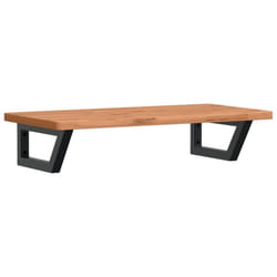 vidaXL Basin Shelf Wall Mounted Bathroom Countertop Steel and Solid Wood Beech