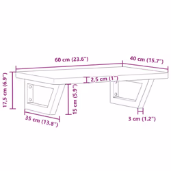 vidaXL Basin Shelf Wall Mounted Bathroom Countertop Steel and Solid Wood Beech - Additional view 3