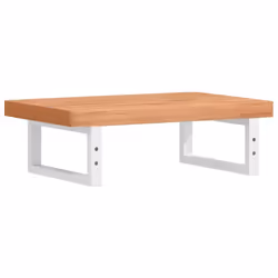 vidaXL Basin Shelf Wall Mounted Bathroom Countertop Steel and Solid Wood Beech - Additional view 5