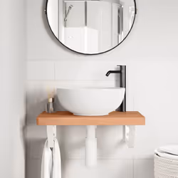 vidaXL Basin Shelf Wall Mounted Bathroom Countertop Steel and Solid Wood Beech