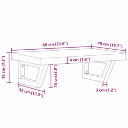 vidaXL Basin Shelf Wall Mounted Bathroom Countertop Steel and Solid Wood Beech