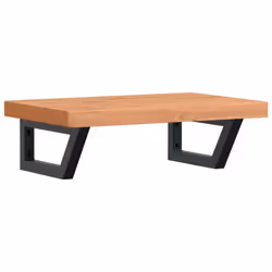 vidaXL Basin Shelf Wall Mounted Bathroom Countertop Steel and Solid Wood Beech