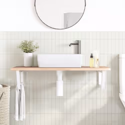 vidaXL Basin Shelf Wall Mounted Bathroom Countertop Steel and Solid Wood Oak - Additional view 2