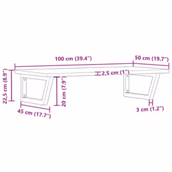 vidaXL Basin Shelf Wall Mounted Bathroom Countertop Steel and Solid Wood Oak - Additional view 10