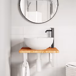 vidaXL Basin Shelf Wall Mounted Bathroom Countertop Steel and Solid Wood Oak - Additional view 2
