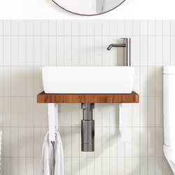 vidaXL Basin Shelf Wall Mounted Bathroom Countertop Steel and Solid Wood Oak - Additional view 2
