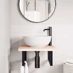 vidaXL Basin Shelf Wall Mounted Bathroom Countertop Steel and Solid Wood Beech