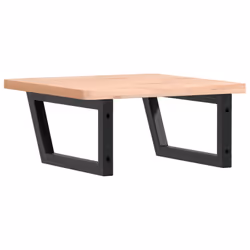 vidaXL Basin Shelf Wall Mounted Bathroom Countertop Steel and Solid Wood Beech - Additional view 5