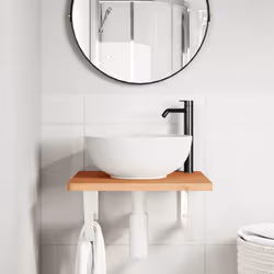 vidaXL Basin Shelf Wall Mounted Bathroom Countertop Steel and Solid Wood Beech - Additional view 2