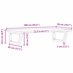 vidaXL Basin Shelf Wall Mounted Bathroom Countertop Steel and Solid Wood Beech