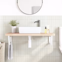 vidaXL Basin Shelf Wall Mounted Bathroom Countertop Steel and Solid Wood Beech