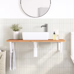 vidaXL Basin Shelf Wall Mounted Bathroom Countertop Steel and Solid Wood Beech