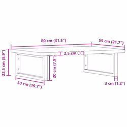 vidaXL Basin Shelf Wall Mounted Bathroom Countertop Steel and Solid Wood Beech - Additional view 10