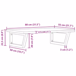 vidaXL Basin Shelf Wall Mounted Bathroom Countertop Steel and Solid Wood Beech