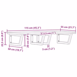 vidaXL Basin Shelf Wall Mounted Bathroom Countertop Steel and Solid Wood Beech
