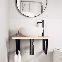 vidaXL Basin Shelf Wall Mounted Bathroom Countertop Steel and Solid Wood Oak