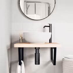 vidaXL Basin Shelf Wall Mounted Bathroom Countertop Steel and Solid Wood Oak - Additional view 2