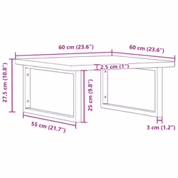 vidaXL Basin Shelf Wall Mounted Bathroom Countertop Steel and Solid Wood Beech - Additional view 10