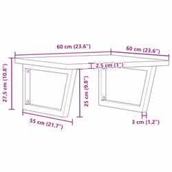 vidaXL Basin Shelf Wall Mounted Bathroom Countertop Steel and Solid Wood Beech