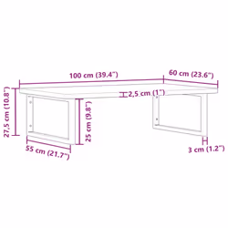 vidaXL Basin Shelf Wall Mounted Bathroom Countertop Steel and Solid Wood Beech