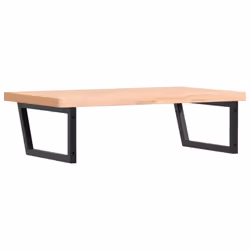 vidaXL Basin Shelf Wall Mounted Bathroom Countertop Steel and Solid Wood Beech - Additional view 5