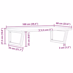vidaXL Basin Shelf Wall Mounted Bathroom Countertop Steel and Solid Wood Beech - Additional view 3