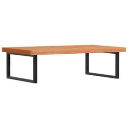 vidaXL Basin Shelf Wall Mounted Bathroom Countertop Steel and Solid Wood Beech