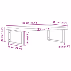 vidaXL Basin Shelf Wall Mounted Bathroom Countertop Steel and Solid Wood Beech