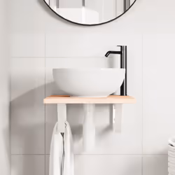 vidaXL Basin Shelf Wall Mounted Bathroom Countertop Steel and Solid Wood Oak - Additional view 2