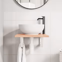 vidaXL Basin Shelf Wall Mounted Bathroom Countertop Steel and Solid Wood Oak - Additional view 2
