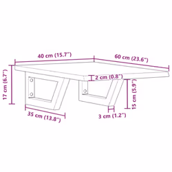 vidaXL Basin Shelf Wall Mounted Bathroom Countertop Steel and Solid Wood Oak - Additional view 3