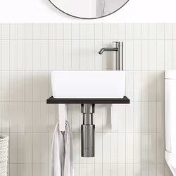 vidaXL Basin Shelf Wall Mounted Bathroom Countertop Steel and Solid Wood Oak - Additional view 2