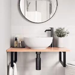 vidaXL Basin Shelf Wall Mounted Bathroom Countertop Steel and Solid Wood Oak - Additional view 2
