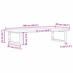 vidaXL Basin Shelf Wall Mounted Bathroom Countertop Steel and Solid Wood Oak - Additional view 10