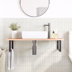 vidaXL Basin Shelf Wall Mounted Bathroom Countertop Steel and Solid Wood Oak - Additional view 2