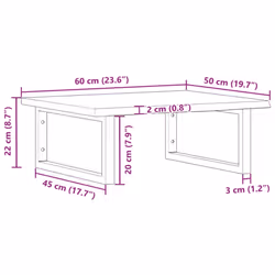 vidaXL Basin Shelf Wall Mounted Bathroom Countertop Steel and Solid Wood Oak - Additional view 3