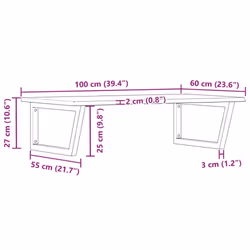 vidaXL Basin Shelf Wall Mounted Bathroom Countertop Steel and Solid Wood Oak - Additional view 10