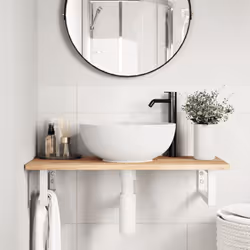 vidaXL Basin Shelf Wall Mounted Bathroom Countertop Steel & Solid Wood Acacia