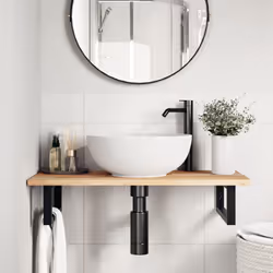 vidaXL Basin Shelf Wall Mounted Bathroom Countertop Steel & Solid Wood Acacia
