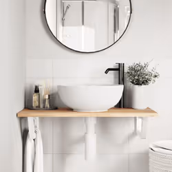 vidaXL Basin Shelf Wall Mounted Bathroom Countertop Steel & Solid Wood Acacia