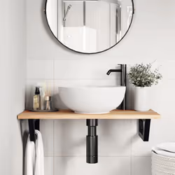 vidaXL Basin Shelf Wall Mounted Bathroom Countertop Steel & Solid Wood Acacia