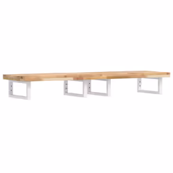 vidaXL Basin Shelf Wall Mounted Bathroom Countertop Steel & Solid Wood Acacia