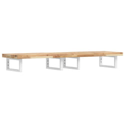 vidaXL Basin Shelf Wall Mounted Bathroom Countertop Steel & Solid Wood Acacia