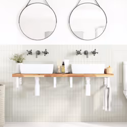 vidaXL Basin Shelf Wall Mounted Bathroom Countertop Steel & Solid Wood Acacia
