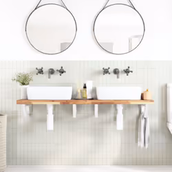 vidaXL Basin Shelf Wall Mounted Bathroom Countertop Steel & Solid Wood Acacia