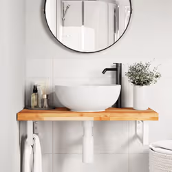 vidaXL Basin Shelf Wall Mounted Bathroom Countertop Steel & Solid Wood Acacia