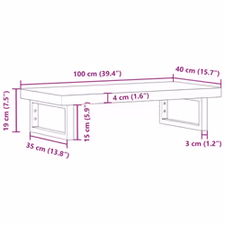 vidaXL Basin Shelf Wall Mounted Bathroom Countertop Steel & Solid Wood Acacia