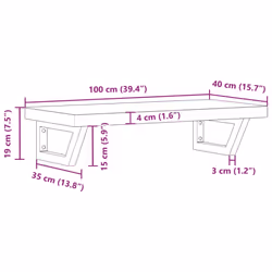 vidaXL Basin Shelf Wall Mounted Bathroom Countertop Steel & Solid Wood Acacia